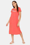 Rosaline Symmetry Knit Cotton Mid Length Nightdress  - Valiant Poppy — thumbnail 1